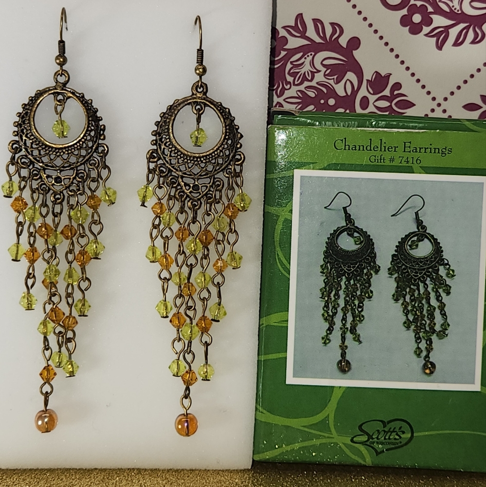 #1641, NIB SCOTT'S CHANDELIER EARRINGS 4"inches, NEW